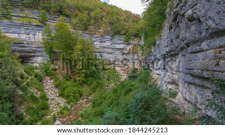 Bonlieu, France - 09 02 2020: Lake District - The waterfall road