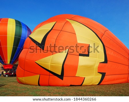Jack O Lantern Hot Air Balloon blowing up at the Carolina Balloon Fest       