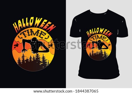 Halloween Typography Vector Illustration With T-shirt mockup