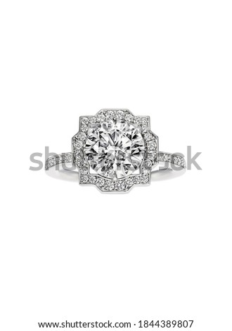 Diamond wedding or engagement ring. Isolated on white background