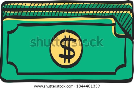 Money icon in color drawing. Finance wealth banking