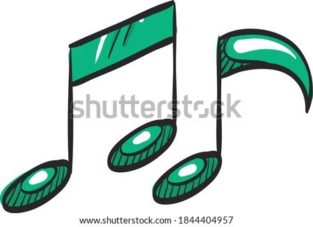 Music notes icon in color drawing. Musical sheets sign crotchets quaver
