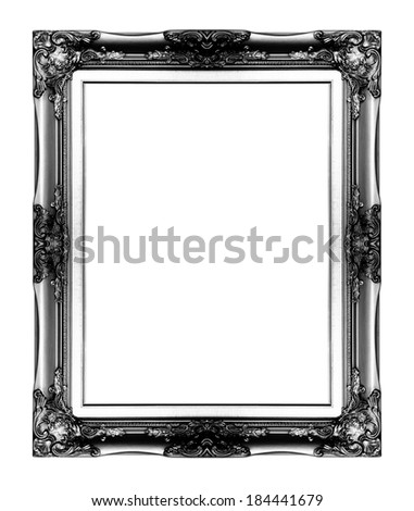 black antique vintage picture frame. Isolated on white background