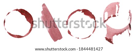 Collection of wine watercolor stains. Circle, smear, blots. For the design of menus, cards, posters.
