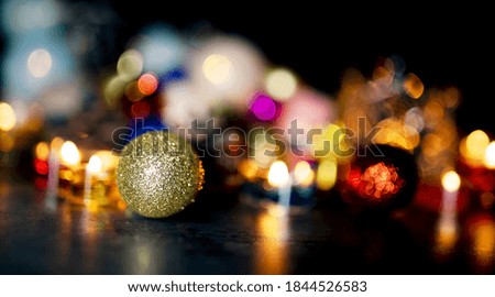 Christmas candlelight and Christmas ball, scene layout