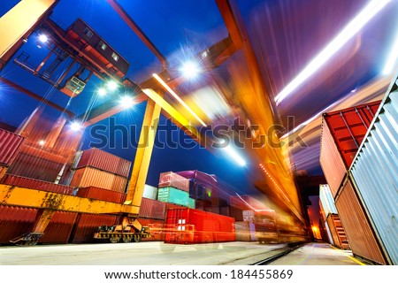 industrial port with containers Royalty-Free Stock Photo #184455869