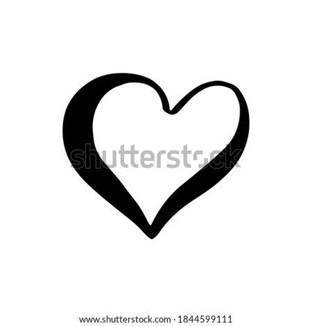 Simple doodle heart for valentine's day. Hand drawn heart, isolated on white backdrop. Vector illustration for  cards, posters, wrapping and design. 