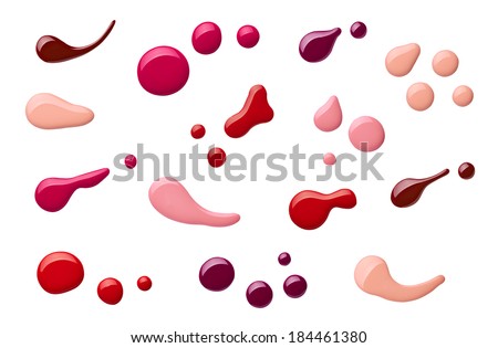 collection of various nail polish bottle and drop on white background. each one is shot separately Royalty-Free Stock Photo #184461380