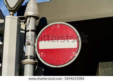 Traffic sign one way at Zurich, Switzerland.