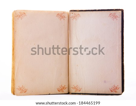 Old open note pad with ornament