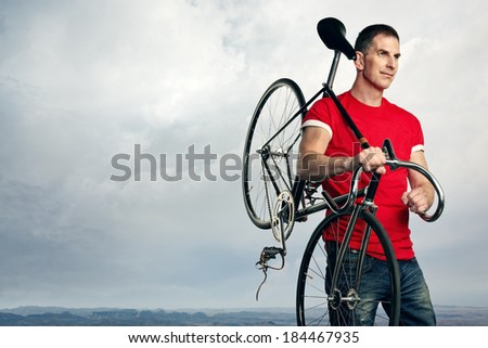 man with classic fixed gear bicycle