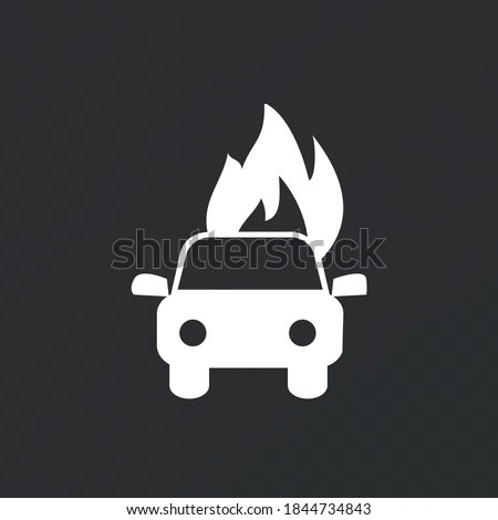 Vector image. Basic icon a fire in a car.