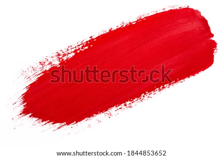 Red watercolor set on white background