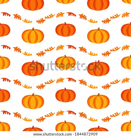 Happy Thanksgiving Day holiday geometric seamless vector flat pattern. Cute pumpkin, oak leaves cartoon design. Hand drawn autumn Fall harvest holiday festival celebration background illustration
