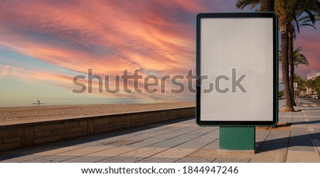 Rectangular blank billboard mock up in the beach