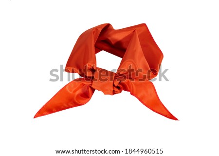 Silk scarf or red tie isolate on white background close-up. Royalty-Free Stock Photo #1844960515