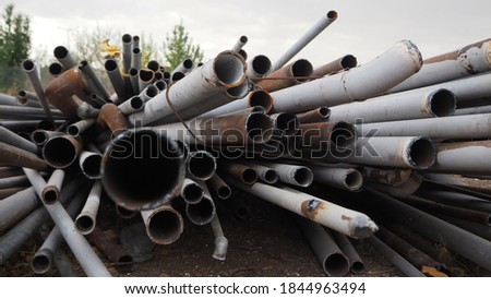 Scrap metal white colored pipes