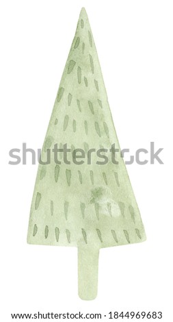 Hand painted watercolor spruce tree. Isolated on white background. Hand drawn winter illustration. Merry christmas and happy new year. Fir decor for design card, poster, postcard, greeting, invitation