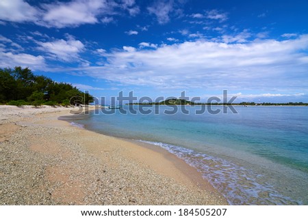 tropical sea and sky with clouds, Gili Meno, Lombok, Indonesia