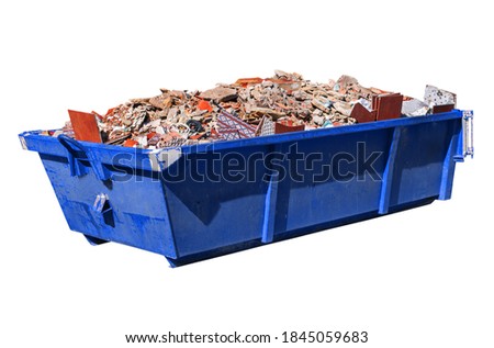 Container with construccion waste isolated on white background Royalty-Free Stock Photo #1845059683