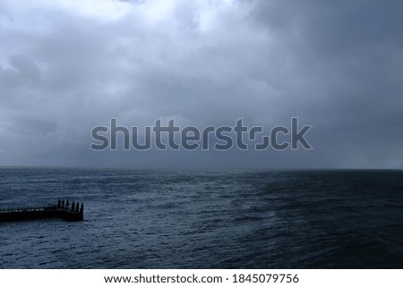 Stormy sky dotted with clouds over the IJsselmeer in the Netherlands