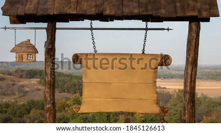 Copyspace on the wooden board with landscape view