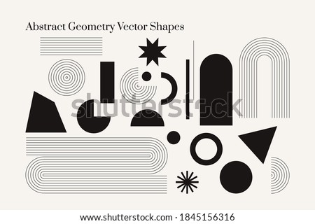 Vector Geometric Abstract shapes. Boho isolated elements. Mid century modern minimalist art print. Organic natural shape. Royalty-Free Stock Photo #1845156316