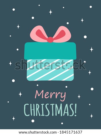 greeting vector template with gift boxe, cute christmas illustration of gift box present, greeting, surprise