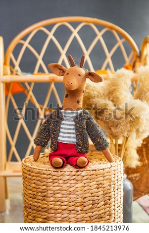 colorful handmade toys with clothes Royalty-Free Stock Photo #1845213976
