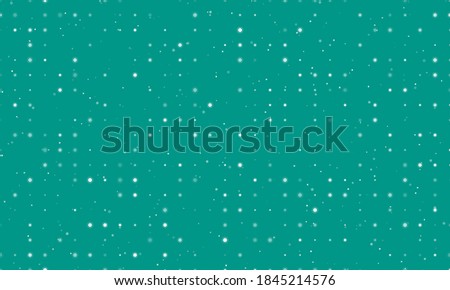 Seamless background pattern of evenly spaced white suns of different sizes and opacity. Vector illustration on teal background with stars