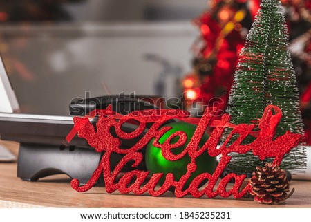 christmas decoration in the office or desk