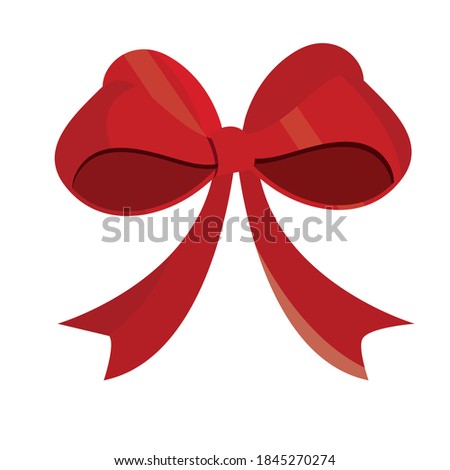 happy merry christmas, red gift bow decoration vector illustration detailed