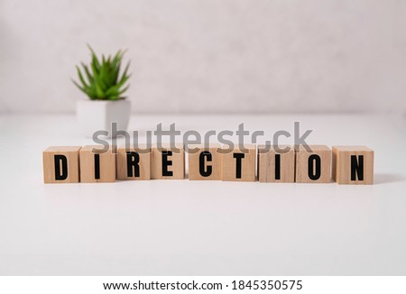direction word written on wood block. direct debit text on wooden table for your desing, concept.