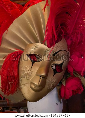Golden and Red Halloween, carnival masks