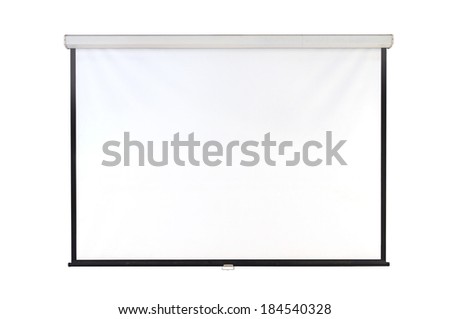 The hanging projection screen isolated on white Royalty-Free Stock Photo #184540328