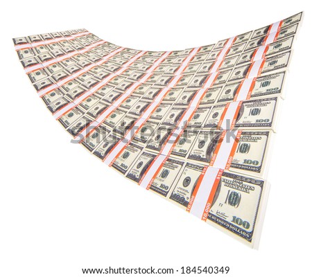 stack of dollars isolated on a white background