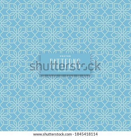Abstract simple geometric vector seamless pattern with white line floral texture on grey background. Light gray modern wallpaper, bright tile backdrop, monochrome graphic element.