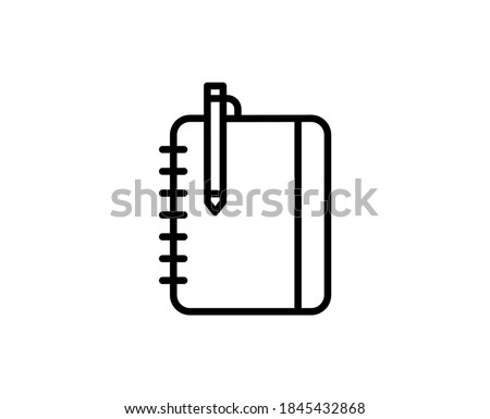 Notebook line icon. High quality outline symbol for web design or mobile app. Thin line sign for design logo. Black outline pictogram on white background Royalty-Free Stock Photo #1845432868