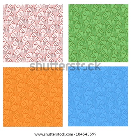 Seamless abstract  fish scale pattern set