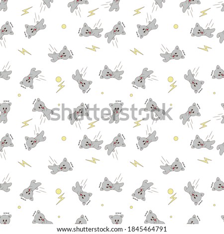 Seamless kawaii dog pattern vector illustration
