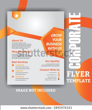 Template vector design for corporate flyer template. Corporate business annual report, catalog, flyer template. Orange color, vector template in A4 size. 