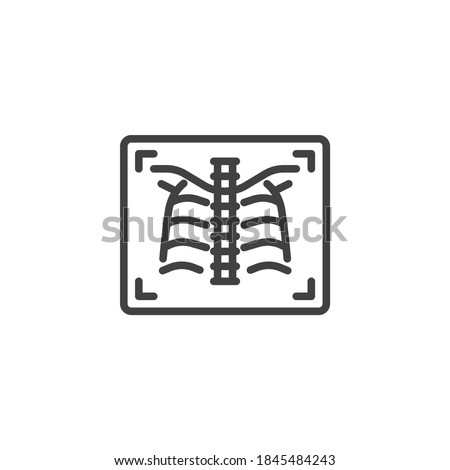 Chest xray line icon. linear style sign for mobile concept and web design. Chest scan x-ray outline vector icon. Symbol, logo illustration. Vector graphics Royalty-Free Stock Photo #1845484243