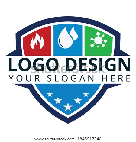 Water, Fire and Mold Logo Design Royalty-Free Stock Photo #1845517546