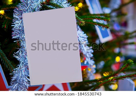 Christmas tree with postcards and copy space, new year mockup