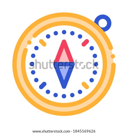 Compass Alpinism Course Detector Tool Vector Icon Thin Line. Mountain Direction And Burner Extreme Mountaineering Alpinism Equipment Concept Linear Pictogram. Contour Outline Illustration
