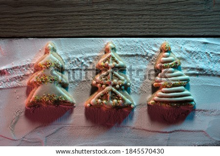 ?hristmas card with ?hristmas tree cookies and place for text