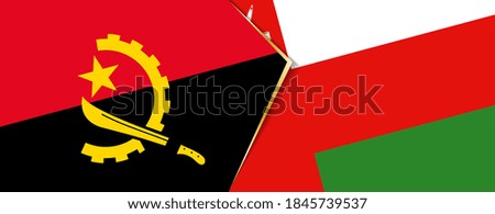 Angola and Oman flags, two vector flag symbols of relationship or confrontation.