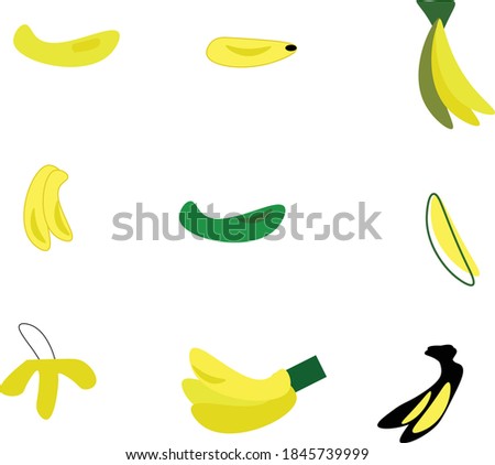 banana yellow fruit vector green