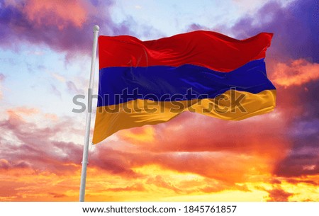 Large Armenia flag waving in the wind