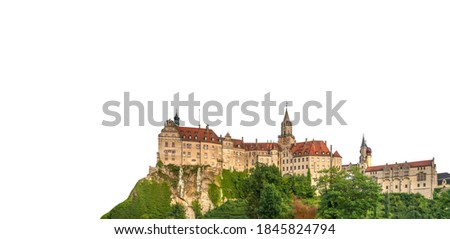 Sigmaringen Castle (German: Schloss Sigmaringen) isolated on white background. It is a castle in Germany.